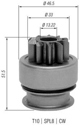 Pinhão, motor de arranque MAGNETI MARELLI 940113020348