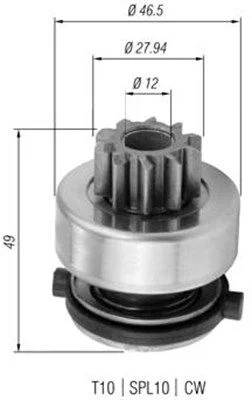 Pinhão, motor de arranque MAGNETI MARELLI 940113020357