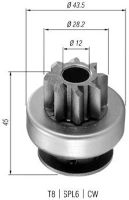 Pinhão, motor de arranque MAGNETI MARELLI 940113020362