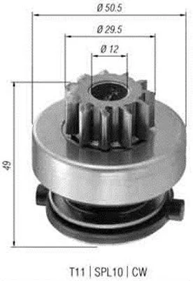 Pinhão, motor de arranque MAGNETI MARELLI 940113020366