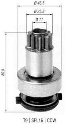 Pinhão, motor de arranque MAGNETI MARELLI 940113020385