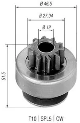Pinhão, motor de arranque MAGNETI MARELLI 940113020424